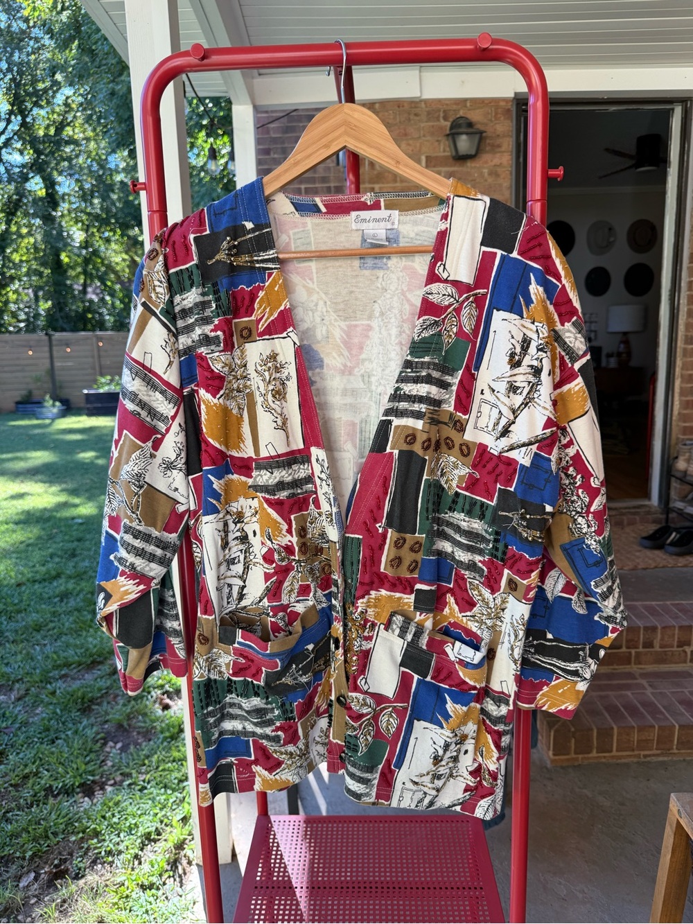 Easel Multicolor Patchwork Open-Front Blazer
